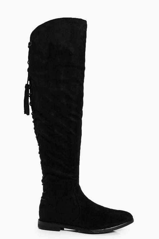 Tia Tie Back Flat Over The Knee Boot